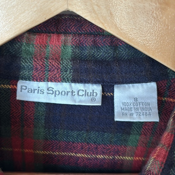 VINTAGE PARIS SPORTS CLUB FLANNEL BUTTON DOWN - Picture 4 of 6